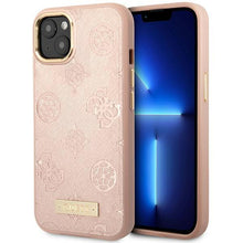 Заредете изображение във визуализатора на галерията – Guess GUHMP14SSAPSTP iPhone 14 6.1" pink/pink hardcase Peony Logo Plate MagSafe
