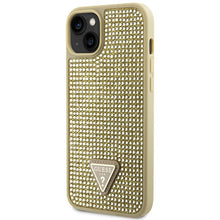 Заредете изображение във визуализатора на галерията – Original Case GUESS Rhinestone Triangle hardcase GUHCP14MHDGTPD for Iphone 14 Plus gold
