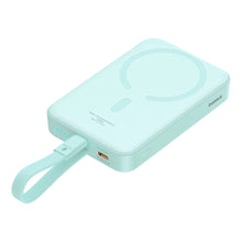 Заредете изображение във визуализатора на галерията – Baseus Magnetic Mini MagSafe 10000mAh 20W powerbank with built-in Lightning cable - blue + Baseus Simple Series USB-C - USB-C 60W 0.3m cable
