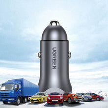 Заредете изображение във визуализатора на галерията – Ugreen fast car charger USB-A / USB-C 30W PD PPS gray (CD130)

