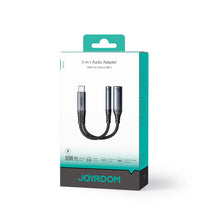 Заредете изображение във визуализатора на галерията – Joyroom SY-C02 2in1 DAC adapter USB-C to USB-C / 3.5 mm mini jack - black
