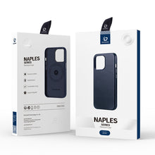 Заредете изображение във визуализатора на галерията – Dux Ducis Naples case for iPhone 14 Pro magnetic leather case MagSafe blue
