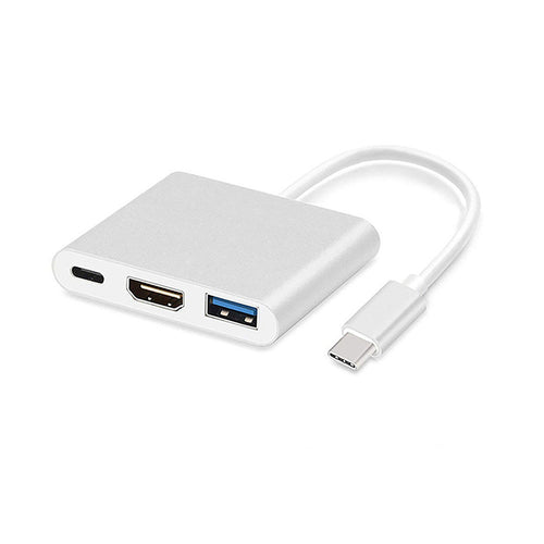 Adapter - Type C to HDMI 4K*2K, USB, USB Type C - metal 0,25 metres white