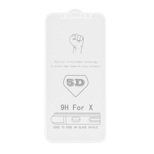 5d full glue roar стъклен протектор - iPhone x / xs бял - TopMag