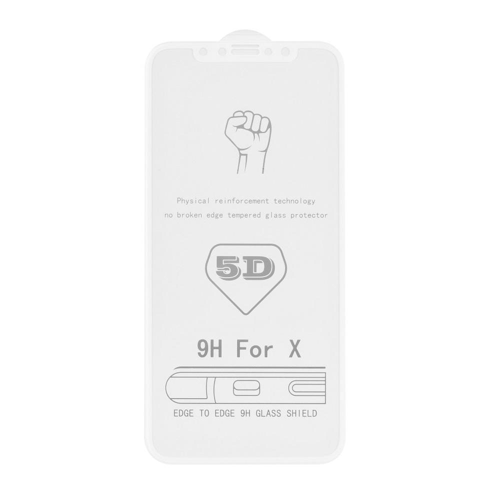 5d full glue roar стъклен протектор - iPhone x / xs бял - TopMag