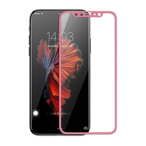 5d full glue стъклен протектор - iPhone x / xs розова рамка - TopMag