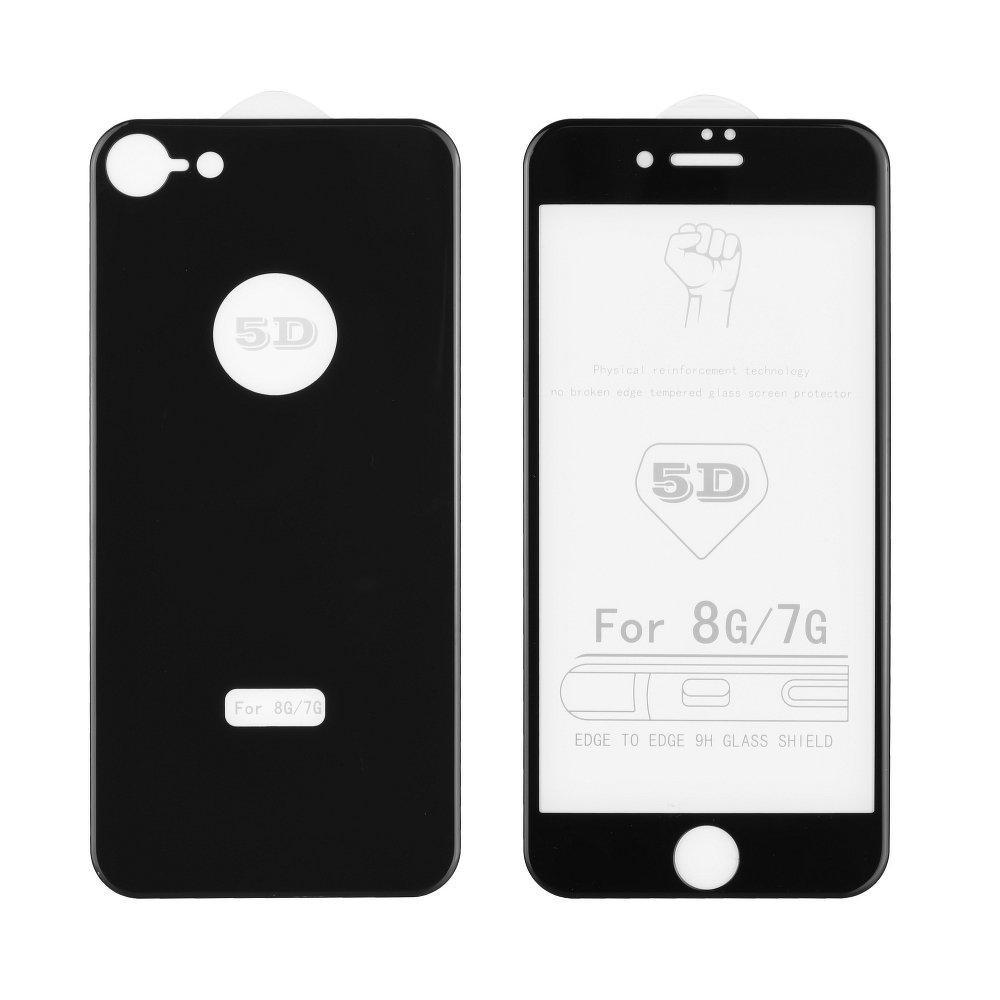 5d full glue стъклен протектор за дисплей + гръб - iPhone 7 / 8 / SE 2020 черна рамка - TopMag