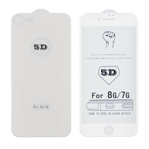 5d full glue стъклен протектор за дисплей + гръб - iPhone 8 plus бяла рамка - TopMag