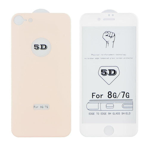 5d full glue стъклен протектор за дисплей + гръб - iPhone 8 plus розова рамка - TopMag