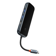Заредете изображение във визуализатора на галерията – Baseus AcmeJoy HUB 8-Port USB-C to 1xHDMI / 2xUSB-A 3.0 / 1xUSB-A 2.0 / 1xUSB-C PD&amp;Data / 1xRJ45 / 1xSD/TF dark gray
