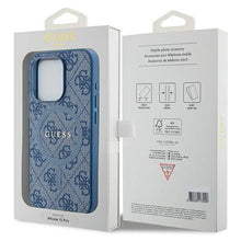 Заредете изображение във визуализатора на галерията – Original faceplate case GUESS GUHMP15LG4GFRB for iPhone 15 Pro (Magsafe / 4G Ring classic logo / blue)
