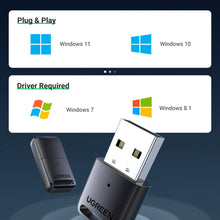 Заредете изображение във визуализатора на галерията – Ugreen CM390 5.0 USB Bluetooth adapter - black
