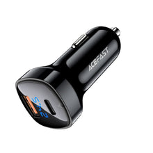 Заредете изображение във визуализатора на галерията – Acefast car charger usb a + typ c qc4.0 pd66w pps afc fcp lcd b4 black
