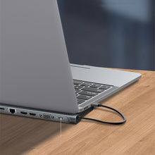 Заредете изображение във визуализатора на галерията – Baseus Enjoyment MacBook / notebook stand HUB USB Typ C PD / VGA / HDMI / RJ45 / USB 3.0 / SD, TF, micro SD card reader Dark for MacBook / PC gray (CATSX-G0G)
