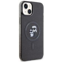 Заредете изображение във визуализатора на галерията – Original faceplate case KARL LAGERFELD KLHMP15MHGKCNOK for iPhone 15 PLUS (Glitter + MAG / black)
