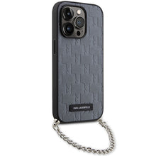 Заредете изображение във визуализатора на галерията – Original Pouch KARL LAGERFELD hardcase Saffiano Monogram Chain KLHCP14XSACKLHPG for Iphone 14 Pro Max silver

