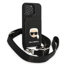 Заредете изображение във визуализатора на галерията – Karl Lagerfeld KLHCP13LSAKHPK iPhone 13 Pro / 13 6.1&quot; Hardcase Saffiano Metal Karl Head
