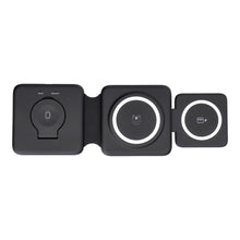 Заредете изображение във визуализатора на галерията – Wireless charger Qi 3in1 15W P14 working with MagSafe black
