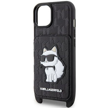 Заредете изображение във визуализатора на галерията – Karl Lagerfeld KLHCP14SCSAKHPCK iPhone 14 6.1" hardcase black/black Crossbody Saffiano Monogram Choupette
