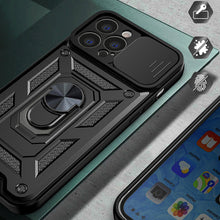 Заредете изображение във визуализатора на галерията – Hybrid Armor Camshield case for Realme 10 Pro armored case with camera cover black
