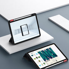 Заредете изображение във визуализатора на галерията – Nillkin Bevel Leather Case for iPad 10.9'' 2022 (10 gen.) smart cover cover with flip stand blue
