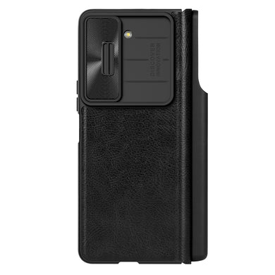 Nillkin Qin Leather Pro Samsung Galaxy Z Fold 5 Leather Flip Case with Camera Cover - Black