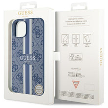 Заредете изображение във визуализатора на галерията – Guess GUHMP14MP4RPSB iPhone 14 Plus 6.7" blue/blue hardcase 4G Printed Stripes MagSafe
