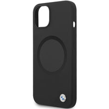 Заредете изображение във визуализатора на галерията – Original Case BMW Signature Liquid Silicone MagSafe BMHMP14SSILBK2 for Iphone 14 Black
