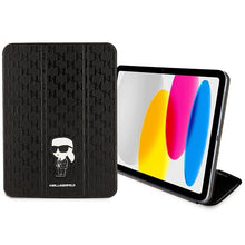 Заредете изображение във визуализатора на галерията – Karl Lagerfeld KLFC11SAKHPKK iPad 10.9" Folio Magnet Allover Cover black/black Saffiano Monogram Ikonik
