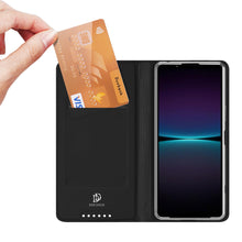 Заредете изображение във визуализатора на галерията – Dux Ducis Skin Pro Case for Sony Xperia 1 V Flip Card Wallet Stand Black
