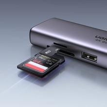 Заредете изображение във визуализатора на галерията – Ugreen 7in1 multi-functional HUB USB Type C - 2x USB 3.2 Gen 1 / HDMI 4K 60Hz / SD and TF card reader / USB Type C PD 100W / RJ45 1000Mbps (1Gbps) gray (60515 CM512)
