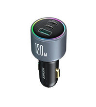 Заредете изображение във визуализатора на галерията – Joyroom JR-CCN07 car charger 120W 2xUSB-C USB-A + USB-C cable 100W - dark gray
