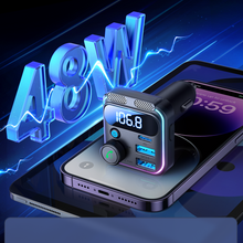 Заредете изображение във визуализатора на галерията – Joyroom JR-CCB01 48W FM transmitter 2x USB-A USB-C with dual microphone - black
