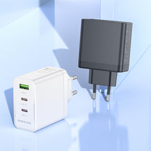 Заредете изображение във визуализатора на галерията – Borofone Wall charger BN12 Manager - USB + 2xType C - PD 65W 3A black
