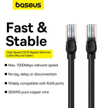 Заредете изображение във визуализатора на галерията – Baseus High Speed ​​Cat 5 RJ-45 1000Mb/s Ethernet cable 10m round - black
