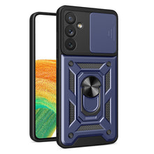 Заредете изображение във визуализатора на галерията – Hybrid Armor Camshield case for Samsung Galaxy A14 armored case with camera cover blue
