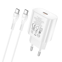 Заредете изображение във визуализатора на галерията – Hoco charger type c power delivery pd25w with cable type c jetta n22 white - TopMag
