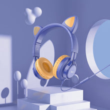Заредете изображение във визуализатора на галерията – HOCO słuchawki nagłowne z mikrofonem W36 Cat Ear ciemno niebieskie
