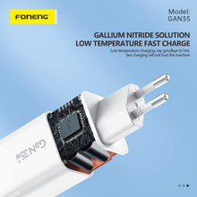 Заредете изображение във визуализатора на галерията – Foneng Wall charger GAN35 GaN - 2xType C - PD 35W 3A white
