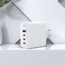 Заредете изображение във визуализатора на галерията – Acefast fast charger GaN 3xUSB-C/1xUSB-A 100W white + angled cable USB-C - USB-C 100W 2m white
