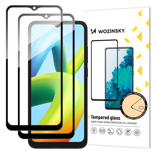 Wozinsky Full Glue Tempered Glass 2x Tempered Glass For Xiaomi Redmi A2 / Redmi A1 9H Full Screen Full Cover With Black Frame