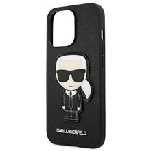 Заредете изображение във визуализатора на галерията – Karl Lagerfeld KLHCP13XOKPK iPhone 13 Pro Max 6,7" czarny/black hardcase Saffiano Ikonik Karl`s Patch
