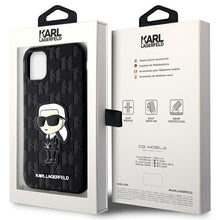 Заредете изображение във визуализатора на галерията – Original Pouch KARL LAGERFELD Saffiano Monogram Ikonik KLHCN61SAKHPKK for Iphone 11/ Xr Black
