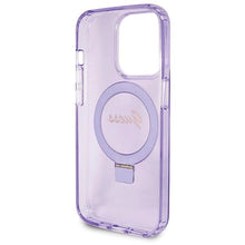 Заредете изображение във визуализатора на галерията – Guess Ring Stand Script Glitter MagSafe case for iPhone 13 Pro Max - purple
