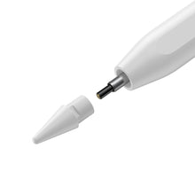 Заредете изображение във визуализатора на галерията – Baseus stylus with wireless charging for iPad white + replaceable tip
