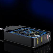 Заредете изображение във визуализатора на галерията – Choetech charger GaN 140W 4 ports (2x USB C, 2x USB) black (PD6005)
