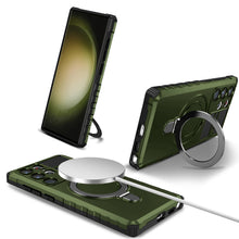 Заредете изображение във визуализатора на галерията – Tel Protect Armor Magsafe Metal Ring Case for Samsung Galaxy S23 Ultra green
