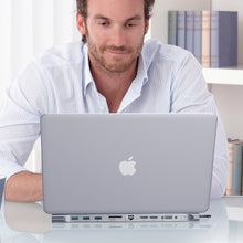 Заредете изображение във визуализатора на галерията – Baseus Enjoyment MacBook / notebook stand HUB USB Typ C PD / VGA / HDMI / RJ45 / USB 3.0 / SD, TF, micro SD card reader Dark for MacBook / PC gray (CATSX-G0G)
