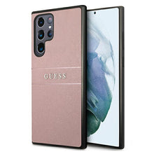 Заредете изображение във визуализатора на галерията – Guess GUHCS22LPSASBPI S22 Ultra S908 pink / pink Saffiano Stripe
