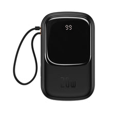 Заредете изображение във визуализатора на галерията – Baseus Qpow Digital Display power bank with fast charging 20000mAh 20W QC/PD/SCP/FCP with built-in Lightning cable black
